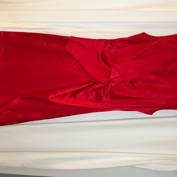 SOLD - DKNY - Ruched Satin A-Line Midi Dress - Picture 2 of 14